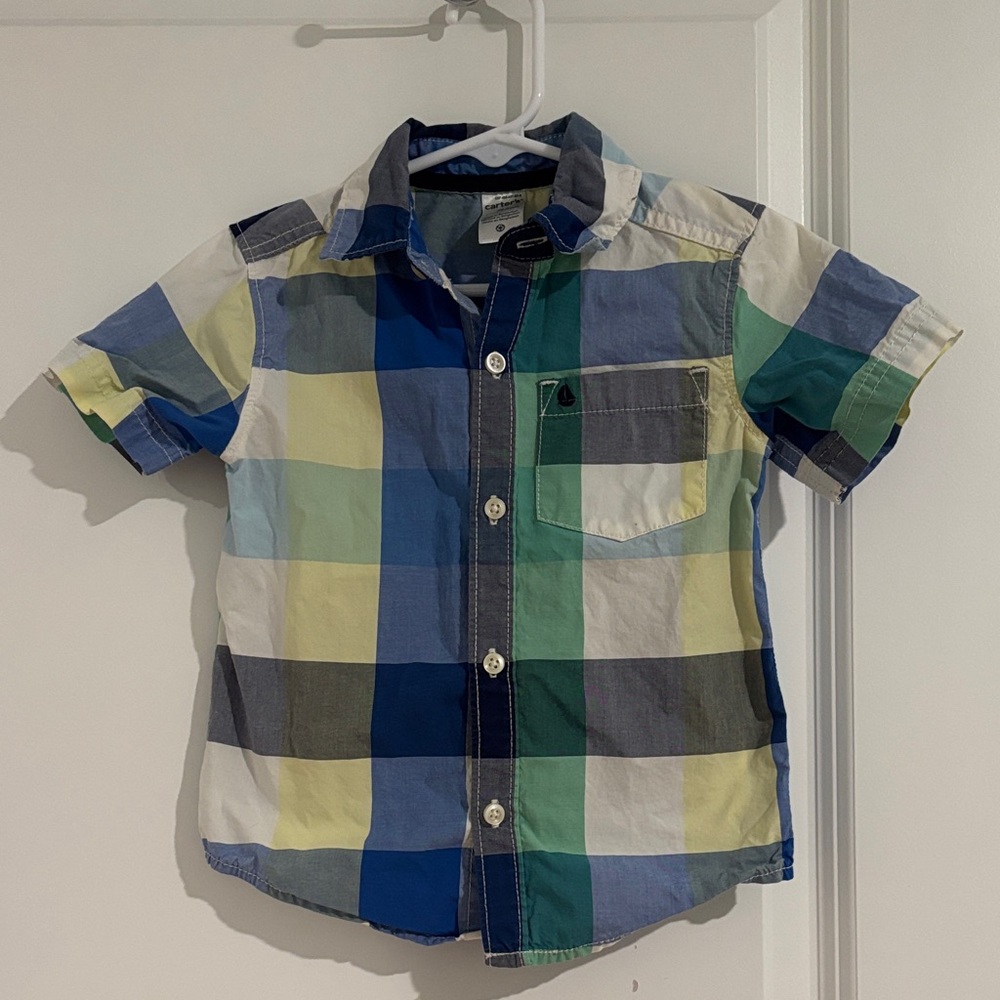 (2 for $6) Carter's Multicolor Plaid Button-Down Shirt